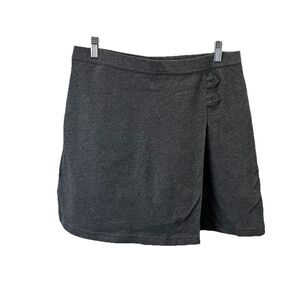 Lands End Gray Knit Cotton Button Front Casual Skort Pull On Shorts Womens Sz 10